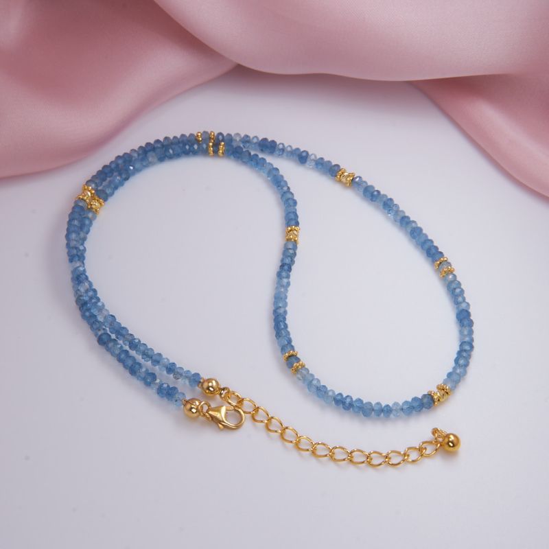 Preview: Aquamarin Kette blau facettiert